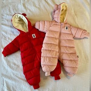 Adorable Red and Pink Baby Snowsuits